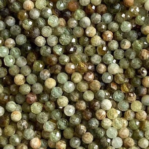 2/3/4mm Genuine Natural Loose Micro Round Faceted Healing Green Garnet Tsavorite Gemstone Crystal Seed Stone Beads Full Strand 15.5&quot;