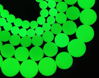 1 hebra completa de 15,5" suelta redonda verde luminiscente que brilla en la oscuridad cuentas de piedra luminosas para hacer joyas de bricolaje 6 mm 8 mm 10 mm