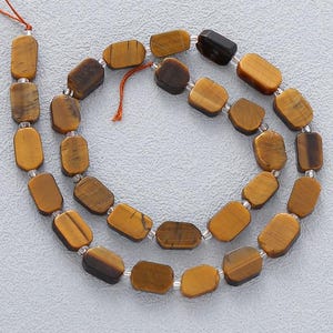 Natural Yellow Tigers Eye Beads 8x12mm Flat Rectangle Gemstone for DIY Jewelry Making
