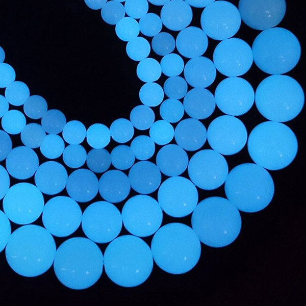 1 Full Strand 15.5" Loose Round Blue Night-luminescent Glow In The Dark Luminous Stone Beads for DIY Jewelry Making 6mm 8mm 10mm 12mm
