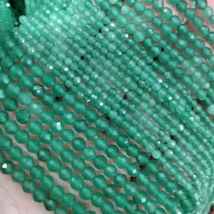 2/3/4mm Genuine Natural Loose Round Micro Faceted Energy Green Aventurine Gemstone Crystal Seed Stone Beads Full Strand 15"