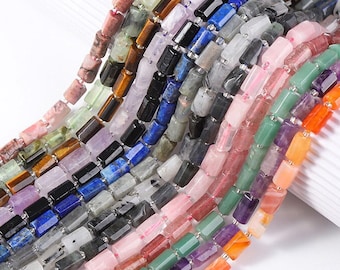8 x 11 mm echte natürliche Zylinder Rohr Barrel Form Edelstein Perlen für DIY Schmuck machen Full Strang 15 "