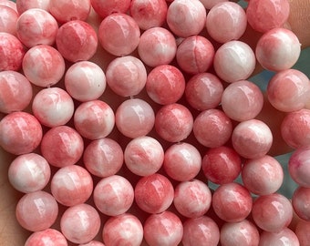 1 Full Strand 15.5" Loose Round Coral Red Color Jade Chalcedony Beads for DIY Jewelry Making 4mm 6mm 8mm 10mm 12mm 14mm 16mm Wholesale