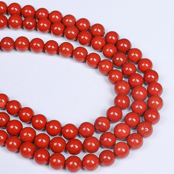 1 Full Strand 15.5 « 3A Grade Véritable Naturel Loose Rond Semi Précieux Rouge Jaspe Gemstone Perles pour la Fabrication de Bijoux 6mm 8mm 10mm