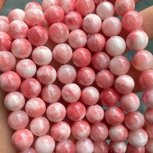 1 Full Strand 15.5&quot; Loose Round Coral Red Color Jade Chalcedony Beads for DIY Jewelry Making 4mm 6mm 8mm 10mm 12mm 14mm 16mm Wholesale