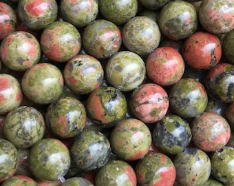 1 Full Strand 15.5" A Grade Genuine Natural Loose Round Semi Precious Unakite Gemstone Beads 2/3/4/6/8/10/12mm