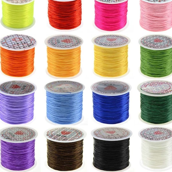 60 M/Roll 0.6mm Strong Assorted Color Clear Crystal Flat Elastic Stretch String Thread Line Necklace Beading Cord for DIY Jewelry Making