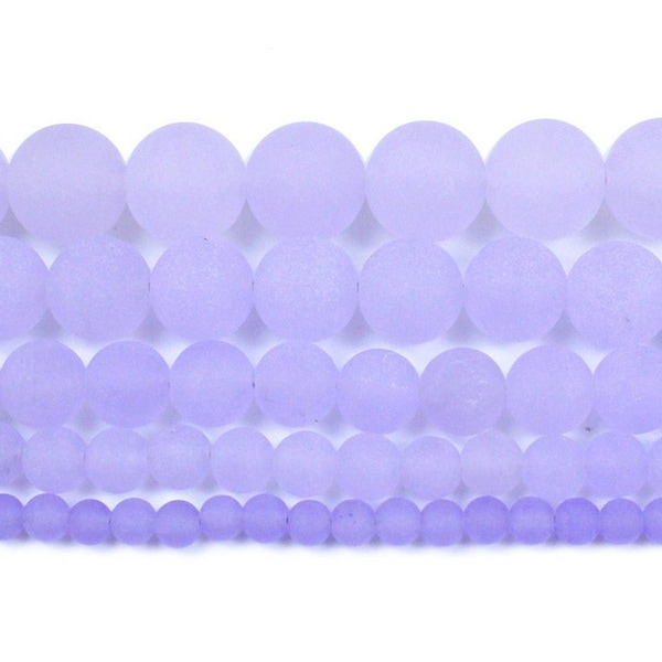 1 Full Strand 15.5" Loose Round Matte Lilac Light Purple Shadow Jade Chalcedony Stone Gemstone Beads for DIY Jewelry Making 4/6/8/10/12mm