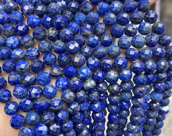1 brin complet 15 pouces véritable naturel non traité, rond, 128 pierres de guérison à facettes, perles de lapis-lazuli bleu de qualité 2/3/4/6/8/10/12 mm