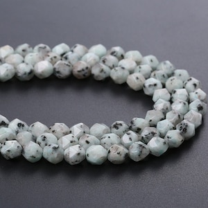 1 Full Strand 15.5&quot; Genuine Natural Loose Star Cut Faceted Kiwi Jasper Gemstone Stone Beads for DIY Handmade Jewelry Making 6mm 8mm 10mm