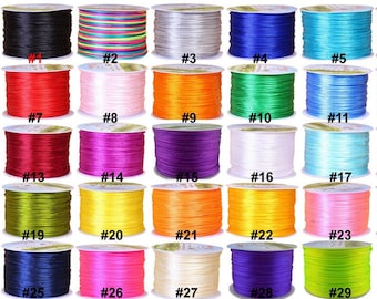 70 Meters/Roll 1.5mm Chinese Knotting Nylon Braided Rattail Kumihimo Silk Satin Cord Beading Macrame Ribbon String Thread with Spool Reel