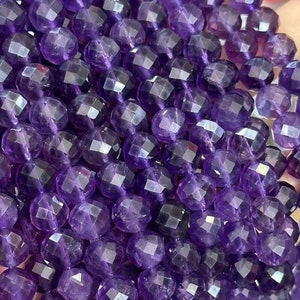 1 Full Strand 15.5" A Grade Genuine Natural Loose Semi Precious Micro Faceted Hard Cut Amethyst Gemstone Beads 6mm 8mm 10mm