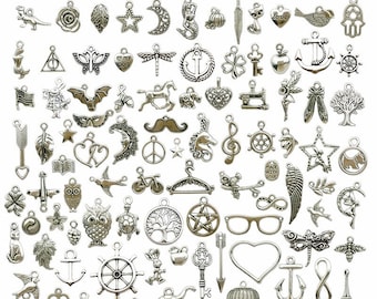 All'ingrosso all'ingrosso 100pcs / lot Mix Assortito stile tibetano antico argento oro metallo ciondoli per bracciale fai da te collana orecchini gioielli