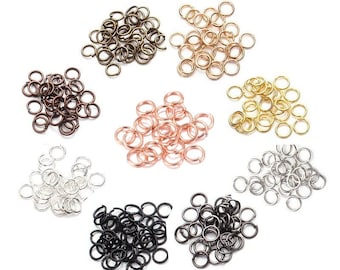 200pcs / Lot 4 5 6 7 8 10 12mm Rond Argent Or Gunmetal Couleur Split Jump Ring Connecteurs pour bricolage Bijoux Fabrication en gros de fournitures d’artisanat