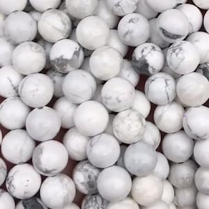 1 Full Strand 15.5" Genuine Natural Loose Round Semi Precious Smooth Howlite White Turquoise Stone Gemstone Beads 4mm 6mm 8mm 10mm 12mm