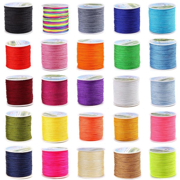100 Meters/Roll 0.8mm Chinese Knotting Nylon Kumihimo Braided Rattail Cord Beading Macrame String Thread for DIY Jewelry Making Accessories
