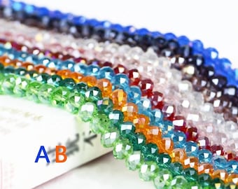 17 Assorted Colors 1 Full Strand Sparkling Loose Faceted AB Coated Glass Crystal Rondelle Spacer Beads for DIY Jewelry Making Craft Findings