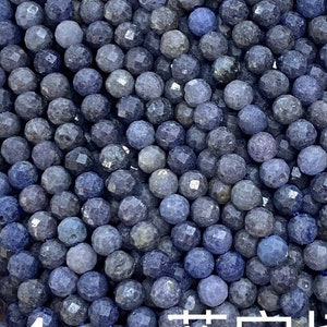 1 voller Strang 2/3/4/5/6 mm echte authentische natürliche lose reale runde Mikro facettierte blaue Saphir-Edelstein-Heilgesundheit-Stein-Perlen 15,5 „