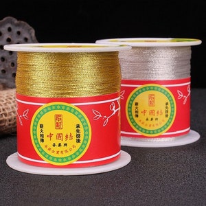 Metallic Gold Silver Color Chinese Knotting Braided Rattail Embroidery Cord Beading Macrame String Thread Wire for Jewelry Tassels Making