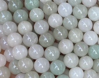 Genuine Natural Mongolia She Taicui Jade Round Gemstone Beads, 15" Strand