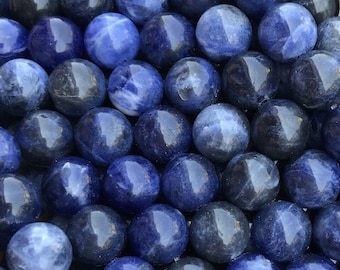 1 Full Strand 15.5" A Grade Natural Loose Round Semi Precious Genuine Blue Sodalite Stone Gemstone Beads 4mm 6mm 8mm 10mm 12mm