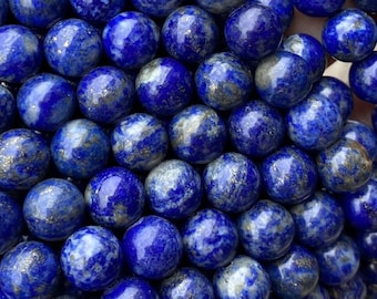 Perles de guérison de chakra de pierres précieuses rondes en vrac, véritables brins de lapis-lazuli naturels pour la fabrication de bijoux à bricoler soi-même 15"