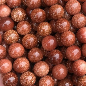 Loose Round Semi Precious Gold Sandstone Goldstone Gemstone Stone Beads for DIY Jewelry Making 2mm 3mm 4mm 6mm 8mm 10mm 12mm Full Strand 15&quot;