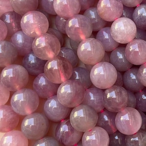 Genuine Natural Loose Round A Grade Purple Tone Madagascar Rose Quartz Gemstone Beads for Jewelry Making 4mm 6mm 8mm 10mm Full Strand 15.5&quot;