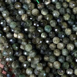 Genuine Natural 3mm 4mm Loose Sparkling Micro Round Faceted Healing Energy Green Tourmaline Gemstone Seed Stone Beads Full Strand  15&quot;