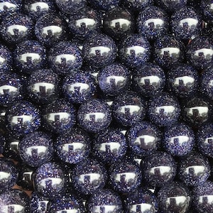 Loose Round Dark Blue Galaxy Sandstone Gemstone Mala Goldstone Beads for DIY Jewelry Making 2mm 3mm 4mm 6mm 8mm 10mm 12mm Full Strand 15&quot;