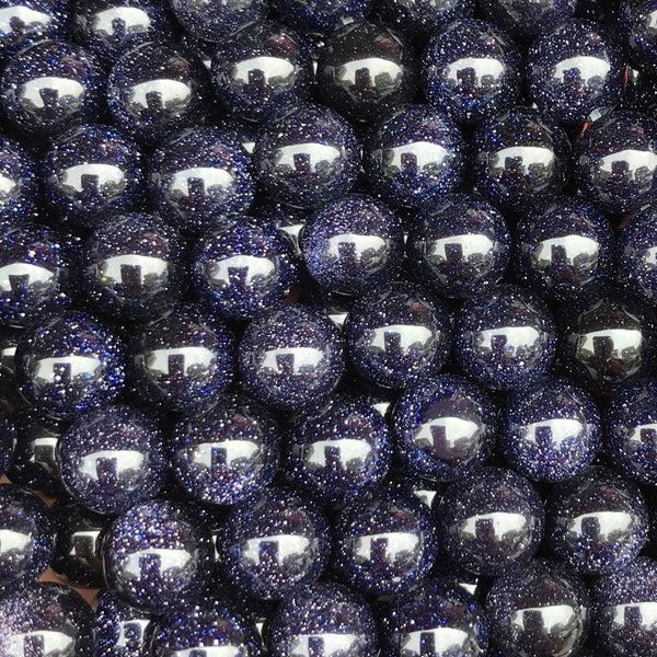 1 volledige strand 15,5" losse ronde donkerblauwe Galaxy zandsteen edelsteen Mala kralen voor DIY sieraden maken 4mm 6mm 8mm 10mm 12mm