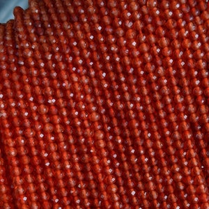 1 Full Strand 2/3/4mm Genuine Natural Loose Semi Precious Micro Round Faceted Healing Energy Red Agate Carnelian Gemstone Seed Stone Beads