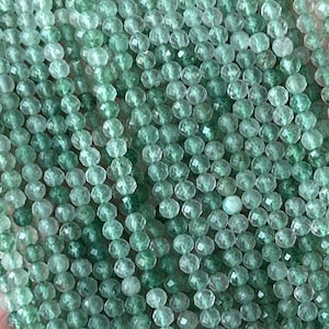 1 hel sträng 2/3/4 mm små naturliga lösa mikrorunda fasetterade gröna jordgubbskvarts ädelstenspärlor för smyckestillverkning 15,5"