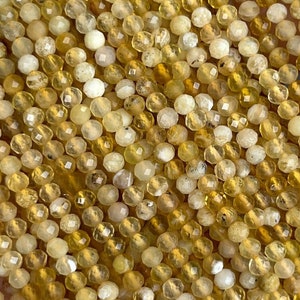 1 Full Strand 2/3/4/5/6mm Genuine Natural Loose Sparkling Micro Round Faceted Healing Energy Yellow Opal Gemstone Seed Stone Beads 15.5&quot;