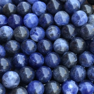 Genuine Natural Loose Round Semi Precious A Grade Blue Sodalite Stone Gemstone Beads 2mm 3mm 4mm 6mm 8mm 10mm 12mm Full Strand 15&quot;