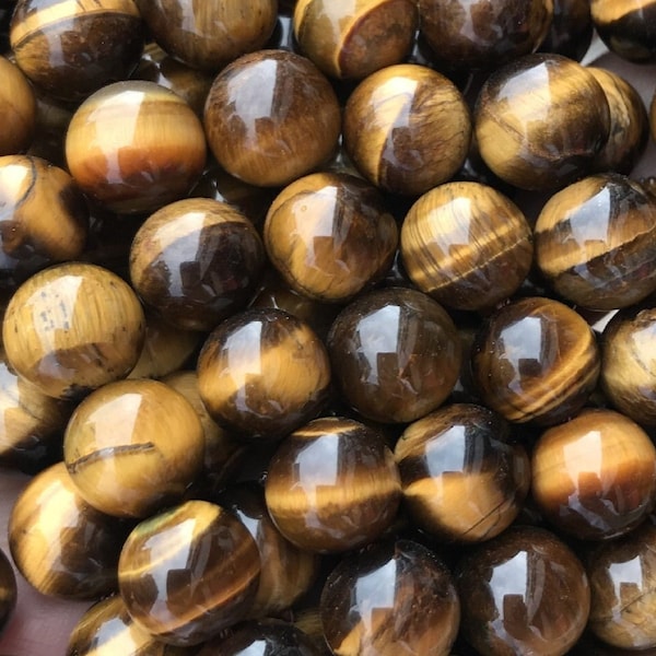 1 Full Strand 15.5" Natural Loose Round Genuine Natural Semi Precious Tiger Eye Gemstone Beads 2/3/4/6/8/10/12/14mm