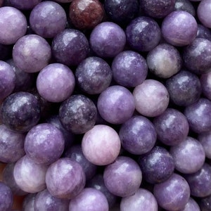 1 Full Strand 15.5&quot; Genuine Natural Loose Semi Precious Round Stone Smooth Chinese Purple Lepidolite Gemstone Beads 4mm 6mm 8mm 10mm
