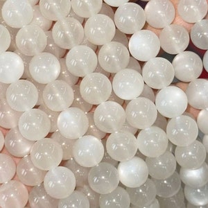 1 Full Strand 15.5" Natural Loose Genuine Round Natural Smooth White Moonstone Gemstone Stone Beads for DIY Jewelry Making 4mm 6mm 8mm 10mm