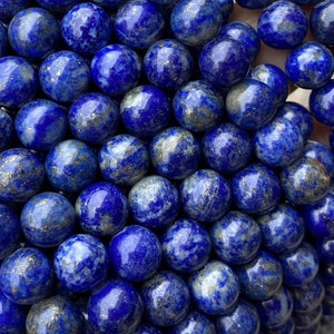 Full Strand Genuine Natural Lapis Lazuli Genuine Natural Loose Round Gemstone Healing Chakra Stone Beads for DIY Jewelry Making 15"