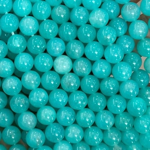 1 brin complet 15 véritable naturel rond semi-précieux véritable naturel de qualité 3A Mozambique amazonite pierres précieuses perles 4 mm 6 mm 8 mm 10 mm 8mm (approx 45pcs)