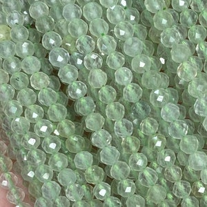 1 Full Strand 2/3/4/6mm Genuine Natural Loose Semi Precious Micro Round Faceted Healing Green Prehnite Gemstone Seed Stone Beads 15.5&quot;