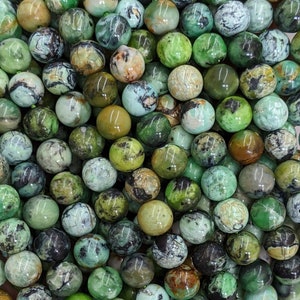 1 Full Strand 15.5" Genuine Natural Loose Round Smooth Healing Unique African Variscite Stone Gemstone Beads for Jewelry Making 6/8/10/12mm