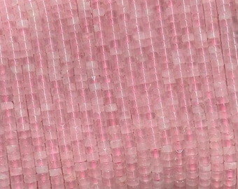 Genuine Real Natural Rose Quartz Flat Rondelle Heishi Disc Beads Tyre Shape Spacer Gemstone Beads 4X2mm 6X3mm Full Strand 15"