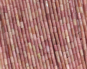 2X4mm Genuine Natural Small Mini Pipe Tube Rhodonite Beads Cylinder Gemstone Stone  for DIY Jewelry Making Accessories Full Strand 15"