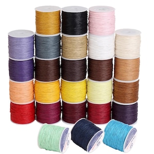1mm (100 yards/roll) 50 Colors Cotton Wax Cord Waxed Cord Beading Macrame String Thread for Craft Bracelet DIY Jewelry Making Accessories