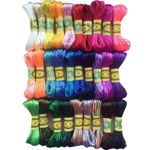1mm (20M/bundle) Assorted Strong Braided Macrame Silk Satin Nylon Chinese Knot Rattail Cord Rope Jewelry Making Beading String Thread Wire