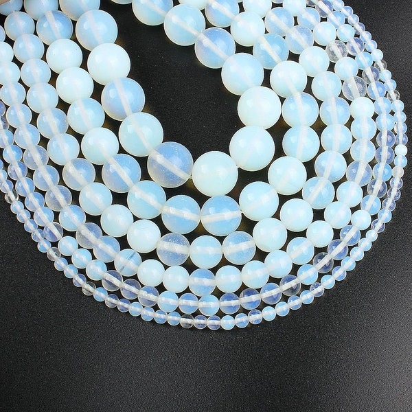 1 Full Strand Loose Round Polished Opalite Beads Smooth Opal Gemstone for Bracelet Necklace Jewelry Making 4mm 6mm 8mm 10mm 12mm 15.5"