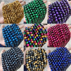 1 Full Strand 15.5" 3A Grade Genuine Natural Loose Round Semi Precious Colorful Tiger Eye Gemstone Beads 4mm 6mm 8mm 10mm 12mm