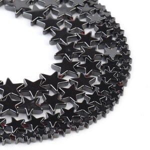 1 Full Strand 15.5" Genuine Natural Flat Star Shape Black Hematite Loose Semi Precious Gemstone  Beads for Bracelet Necklace Jewelry Making