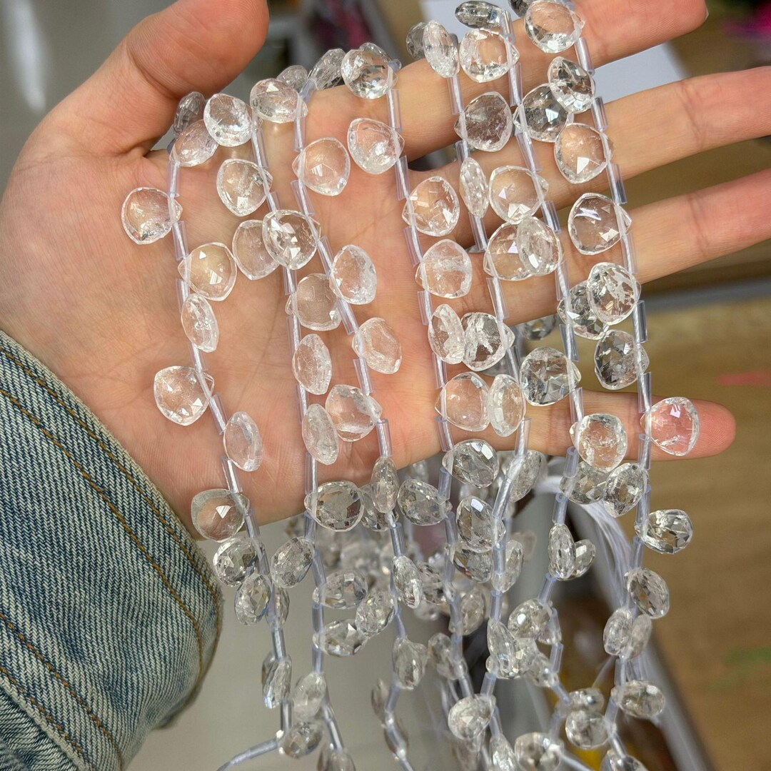 Genuine Natural Clear Quartz Micro Faceted Shell Shape Water-drop ...